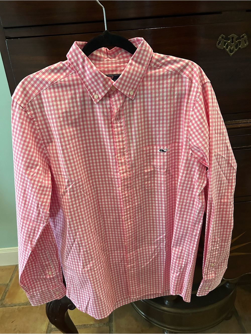 Vineyard Vines Pink and White Gingham Button-Down Shirt